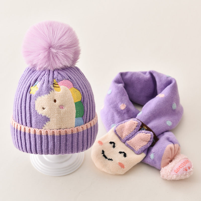 Children's Hat Baby Wool Earmuffs Hat Scarf Suit Buy Center