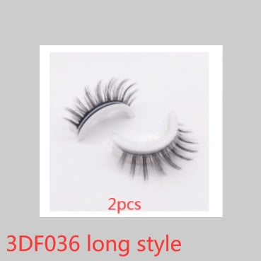 Buy Center Premium-Reusable 3D Mink Lashes Natural False Eyelashes Self Adhesive Fake Glue Free Makeup Eyelash Extension Silk 3DF036 long style Crystal box 2PCS