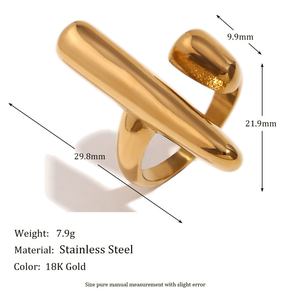 Creative Bracelet Stainless Steel 18K Gold Plating Personality Pole Open Ring Buy Center