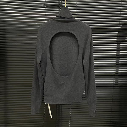 Women's Open Back Turtleneck Sweater American Minority Simple Two-way Design Sweater Buy Center