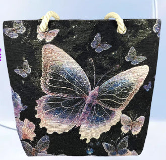 Fantasy Purple Butterfly Double-sided Gold Silk Embroidered Handbag With Zipper Buy Center