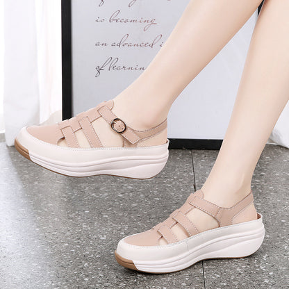 Buy Center Special-Plus Size Closed Toe Height Increasing White Shoes Thin Sandals Casual Fashion