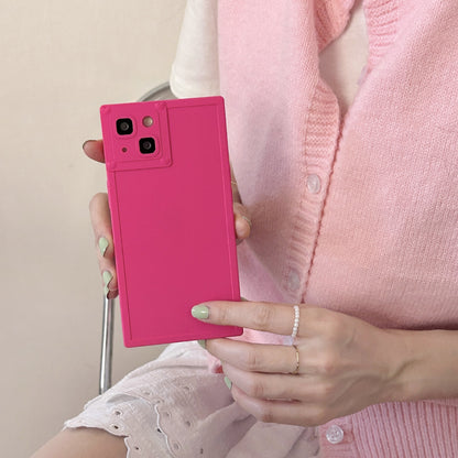 Newly Released at Buy Center: Simple Solid Color Square Phone Case BK Square Rose Red