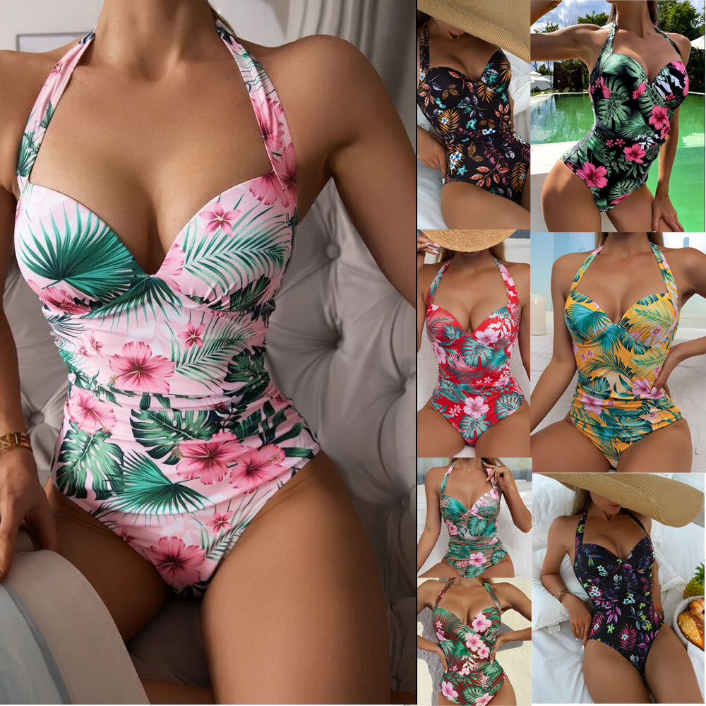 Newly Arrived at Buy Center: Printed Conservative One-piece Halter One-piece Hard Bag European And American Sexy