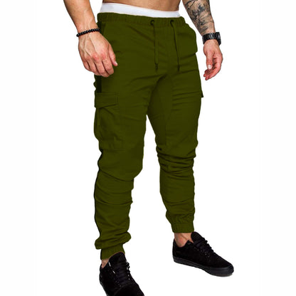 Men's Autumn Stitching Solid Color Casual Sports Loose Straight-leg Pants