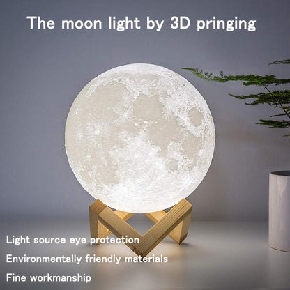 LED Night Lights Moon Lamp 3D Print Moonlight Timeable Dimmable Rechargeable Bedside Table Desk Lamp Children's Leds Night Light Buy Center