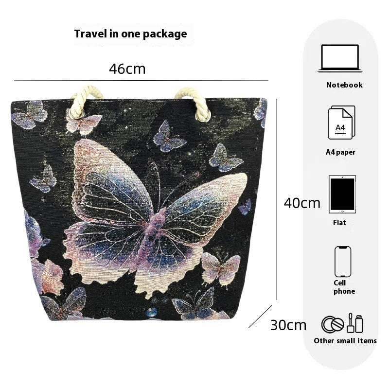 Fantasy Purple Butterfly Double-sided Gold Silk Embroidered Handbag With Zipper Buy Center