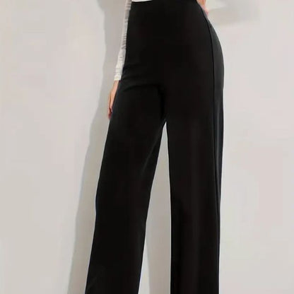 High Waist Slimming Casual Solid Color Straight-leg Trousers Four Seasons Stretch Buy Center