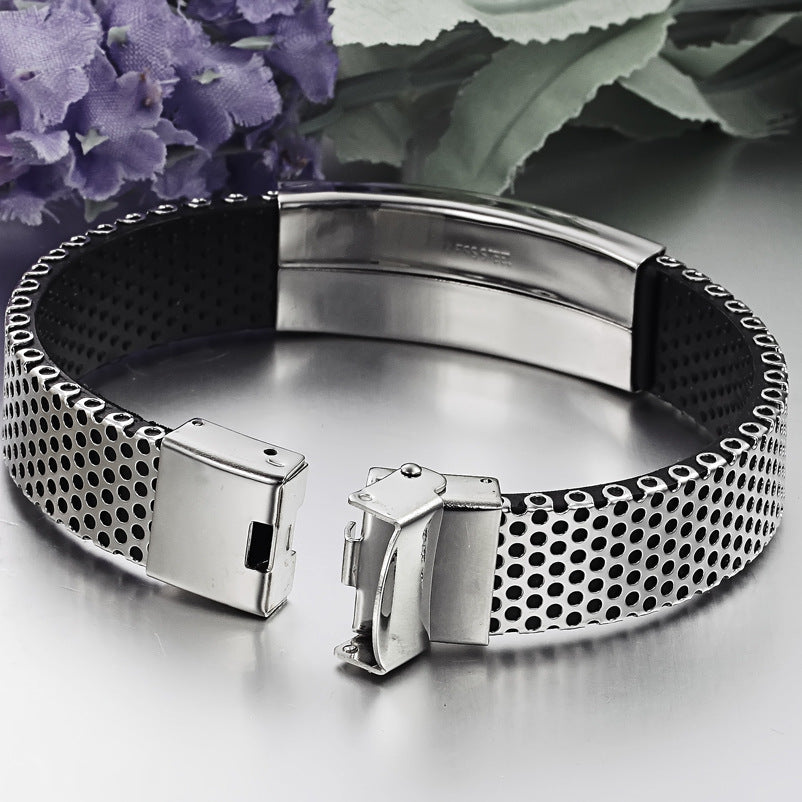 Bracelet en cuir titane pour homme