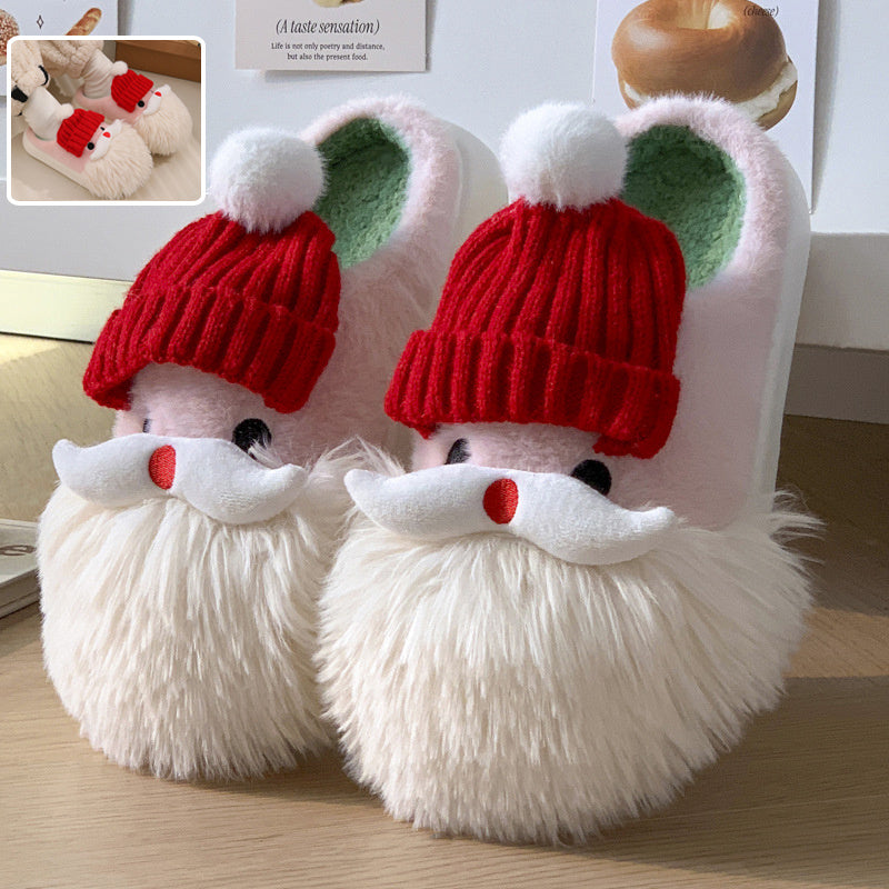 Cute Christmas Santa Claus Home Slippers Winter Warm Indoor Non-slip Floor Plush Shoes For Women | Bags & Shoes2 | Buy Center