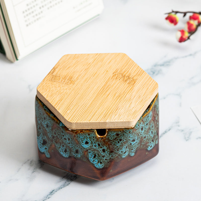 Just Arrived at Buy Center: Ceramic Ashtray With Lid Creative Personality Fashion Office Anti Fly Ash Size Size Living Room Home European Trend A11