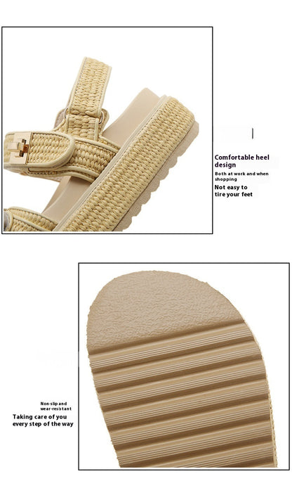 Hot New Items at Buy Center: Women's Summer Open Toed Woven Hollowed Flat Sandals