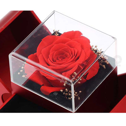 Trending Now at Buy Center: Fashion Jewelry Box Red Apple Christmas Gift Necklace Eternal Rose For Girl Mother's Day Valentine's Day Gifts With Artificial Flower Rose Flower Jewelry Box