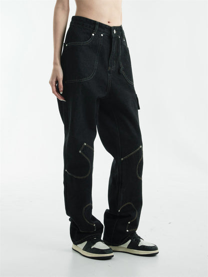 Newly Released at Buy Center: Irregular Stitching Denim Trousers For Men