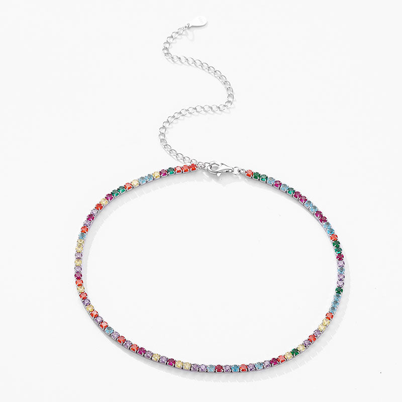 Buy Center Choice-Women's Sterling Silver Rainbow Diamond Bracelet And Necklace Set Rainbow Necklace