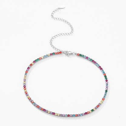 Buy Center Choice-Women's Sterling Silver Rainbow Diamond Bracelet And Necklace Set Rainbow Necklace