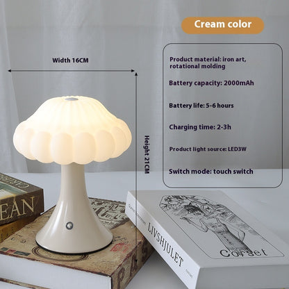 Fresh Arrivals at Buy Center: Mushroom Lamp Bar Cafe Decoration Charging Touch Small Night Lamp Cream Color