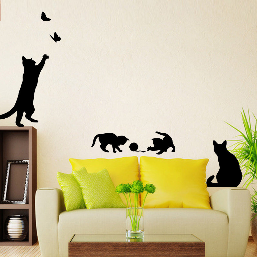 Newly Released at Buy Center: Cat Scratching Butterfly Living Room Bedroom Background Decorative Painting Wall Sticker