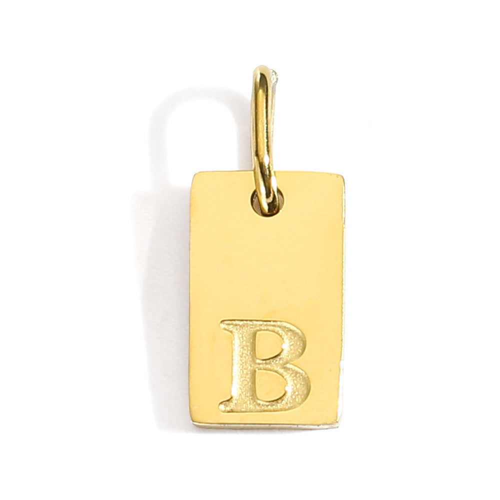 Buy Center Excellence-26 English Letters Pendant Parts Stainless Steel Gold-plated Pendant Gold B