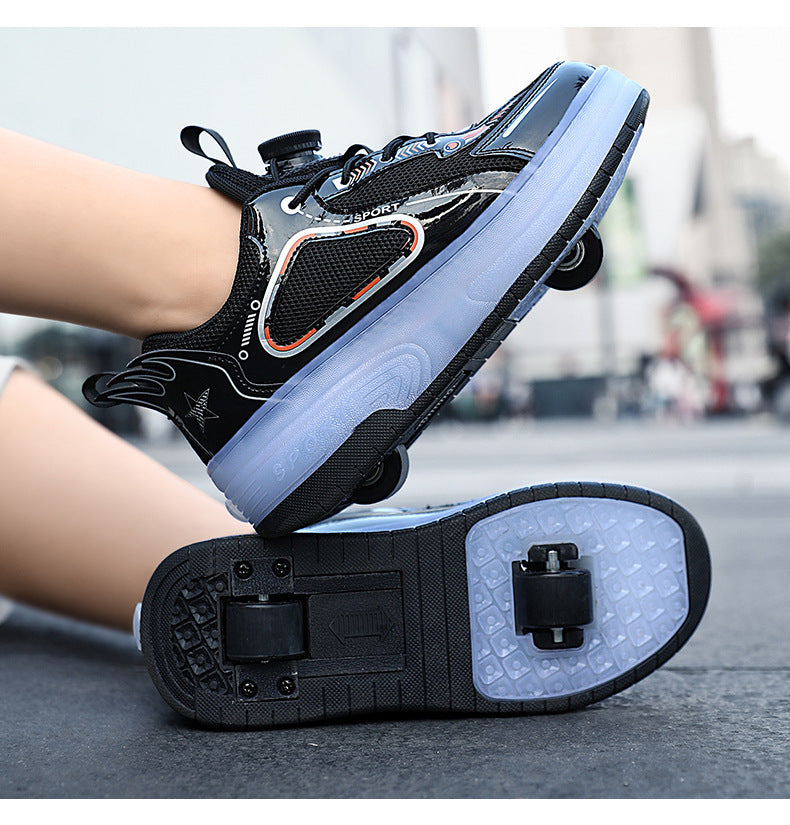 Fresh Arrivals at Buy Center: Double Wheel Heelys Children's Luminous Charging Roller Skating Deformation Skate Shoes