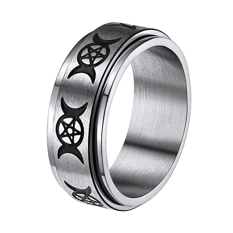 Buy Center Exclusive Offer-Titanium Steel Ring Star Moon Rotatable