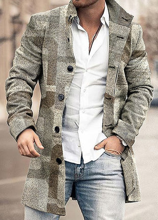 Men's Woolen Stand Collar Mid-length Trench Coat