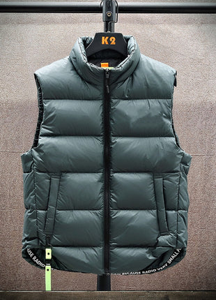 Chaleco de invierno para hombre, chaqueta sin mangas con cuello alto que combina con todo, ropa de abrigo gruesa y sólida