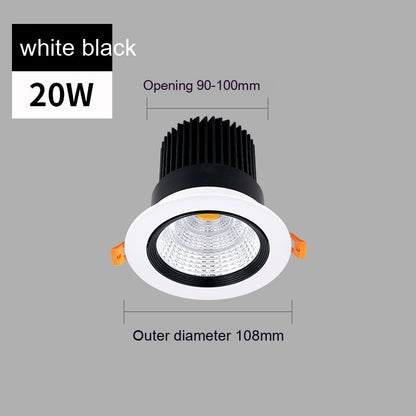 Just Arrived at Buy Center: Led Anti-glare Spotlight Embedded Variable Light With Three Colors Ceiling Lamp Black 20W Hole 90 To100mm