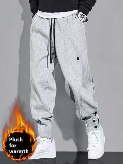 Fresh Arrivals at Buy Center: Loose Tappered Pu Handsome Black Sweatpants Grey (plush style)