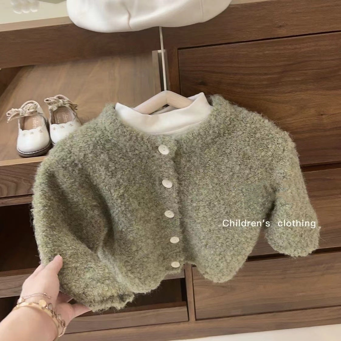 Fresh Arrivals at Buy Center: Girl's Cardigan Sweater Bud-shaped Pants Two-piece Set