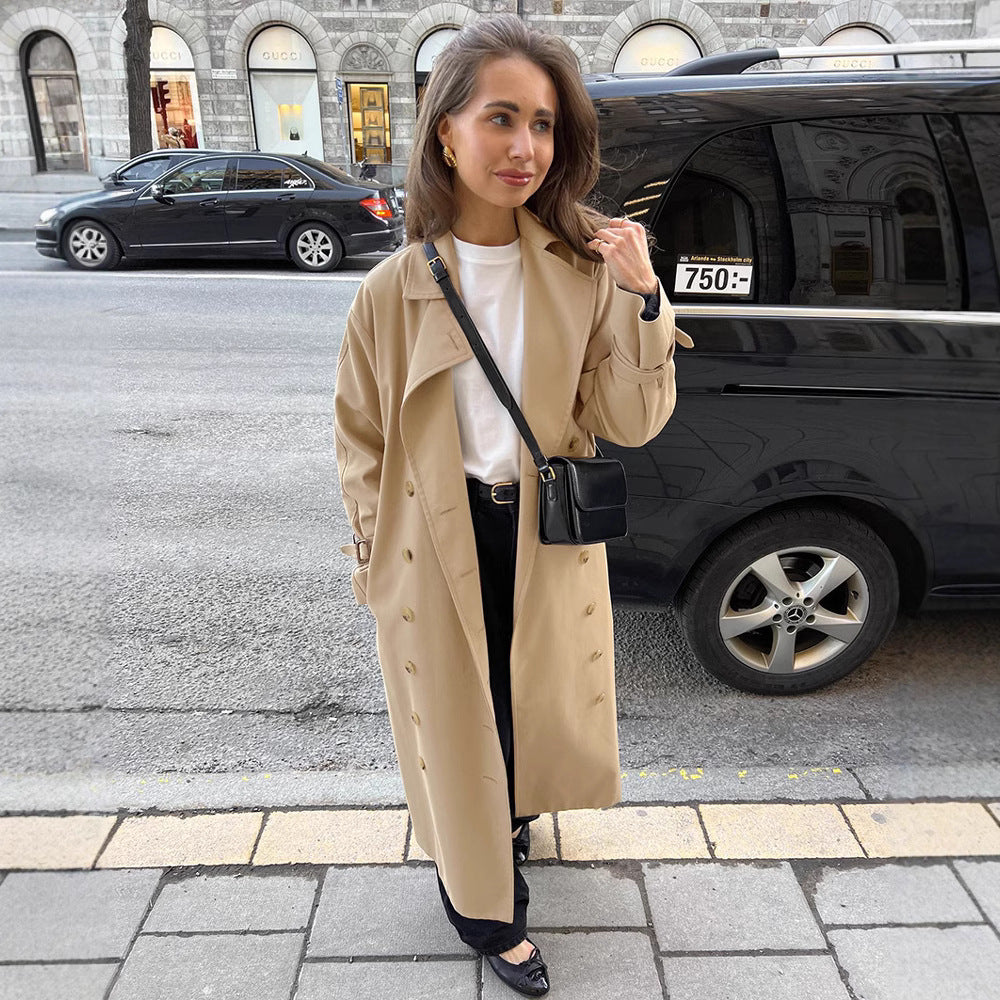 Khaki Double Breasted Trench Coat Buy Center