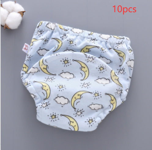 Hot New Items at Buy Center: Baby Training Pants Washable 6-layer Gauze Diaper Cover Moon 10PCS