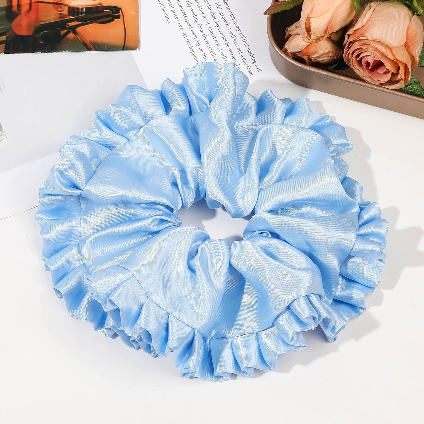 Buy Center Hot Pick-Oversized Satin Lace Large Intestine Hair Ring Simple Blue