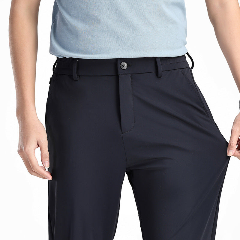 Pantalon décontracté printemps soie glacée élastique