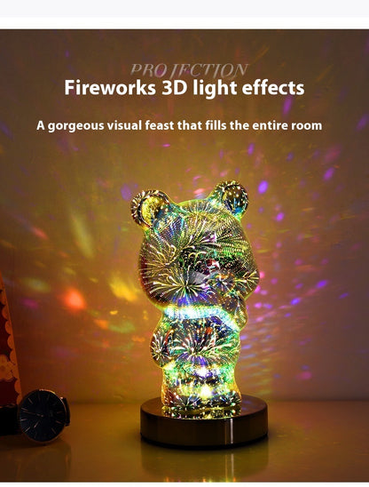 Fresh Arrivals at Buy Center: 3D Glass Multicolor Fireworks Finger Bear USB Dream Atmosphere Bedside Lamp