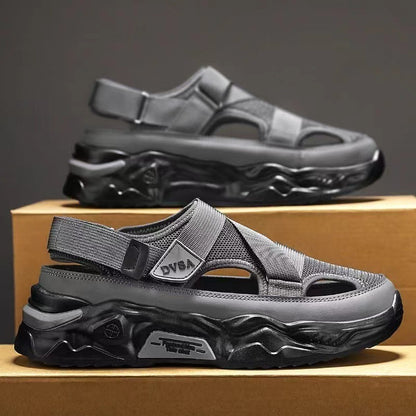 New at Buy Center: Men's Summer Platform Lightweight Non-slip Breathable Mesh Sandals Gray