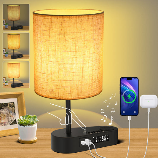 Fresh Arrivals at Buy Center: Multifunctional Bluetooth Playing Alarm Clock Fabric Table Lamp