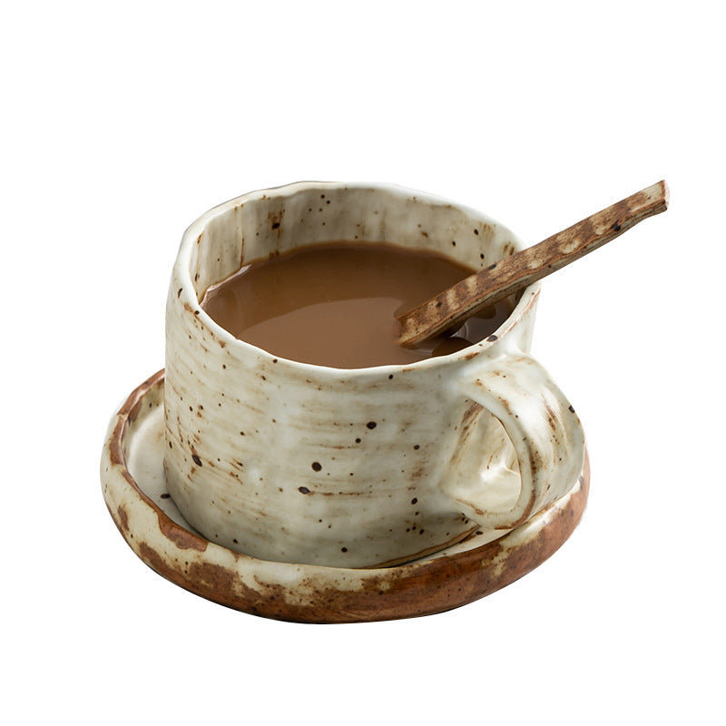 Creative Hand Pinch Stoneware Japanese-style Coffee Cup Spoon And Plate Suit Buy Center