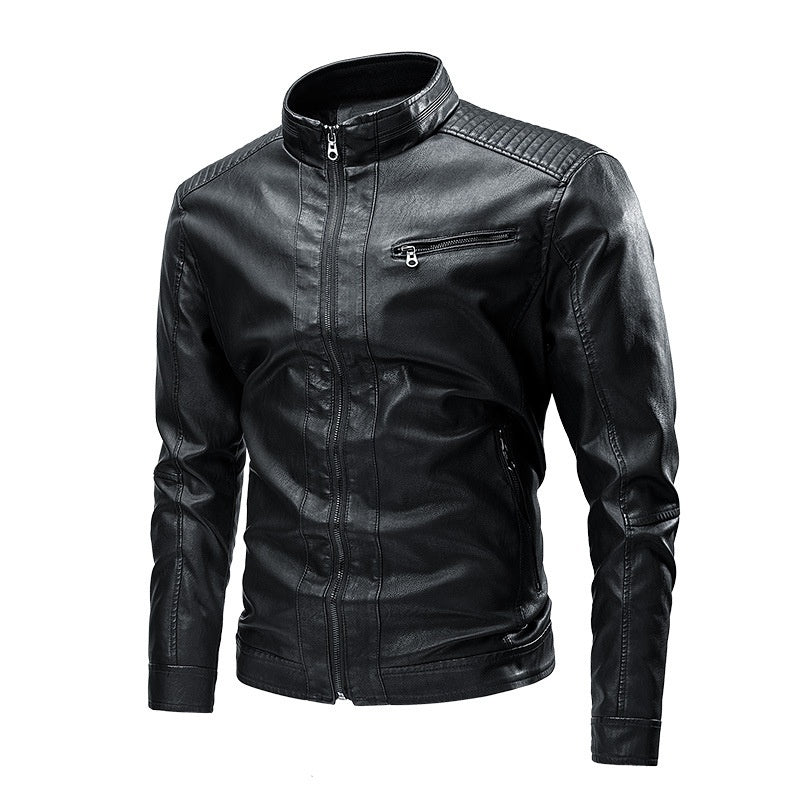 Spring And Autumn Cross-border Casual Men's Leather Clothing Stitching Motorcycle Retro Fashion Leather Jacket Coat Buy Center