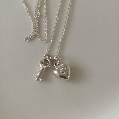 Buy Center Handpicked- Simple Fashion Key Love Necklace Temperamental Cold Style Design Sense White Gold Color L1103