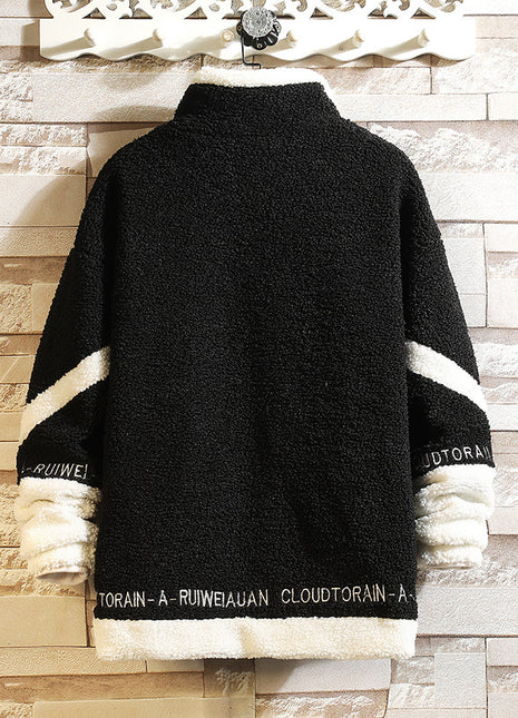 Autumn And Winter New Hanging Pat Lambswool Particle Fleece Jacket Men