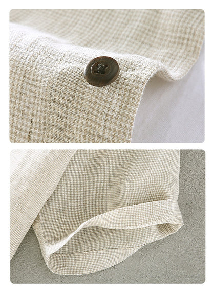 Fresh Arrivals at Buy Center: Men's Woven Fine Plaid Linen Short Sleeved Shirt