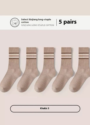 Chaussettes mi-mollet en coton pour hommes, désossées, en pur coton, respirantes, de sport, grande taille