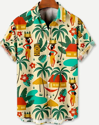 Camisa hawaiana informal con estampado 3D de moda de verano para hombre, vacaciones en la playa