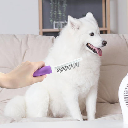 New Detangling Pet Comb For Dog Cat Grooming Comb With Long Short Stainless Steel Teeth Safely Remove Knots Tangles For Healthy Shiny Coat Gentle Effective Detangling Tool For Pet Hair