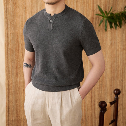 Just Arrived at Buy Center: Knitted Short-sleeved T-shirt Men's Cotton Casual Bottoming Shirt