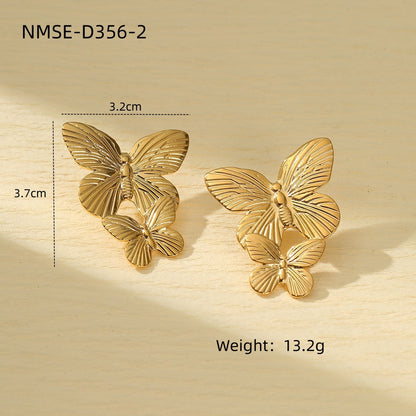 Fresh Arrivals at Buy Center: Fashion Butterfly Titanium Steel Earrings For Women NMSED3562 Gold