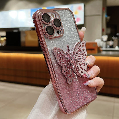 Fresh on the Scene at Buy Center: Hollow Butterfly Phone Case Gradient Transparent Plating Protective Cover Pink