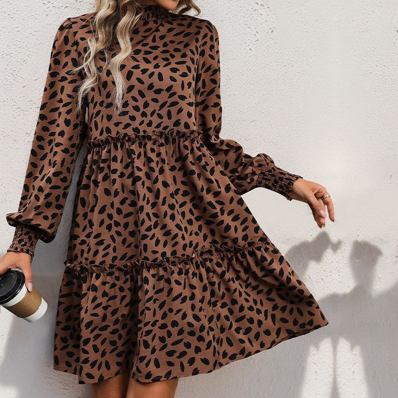 Just Arrived at Buy Center: Leopard Print Long Sleeve Dress