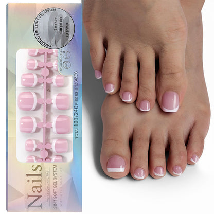 Just Arrived at Buy Center: French Nail Finished Wear Nail Frosted Toe Nail Patch 120pcs Wear Toenail 04